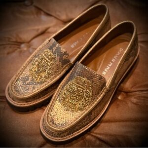 Donald Pliner Gold Embellished Loafers